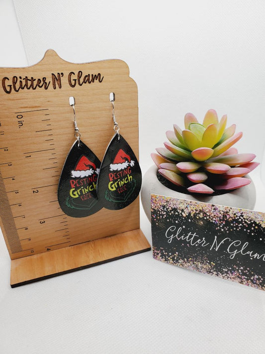 Glitter N Glam 1500 "Resting G-Man Face" Dangle Earrings
