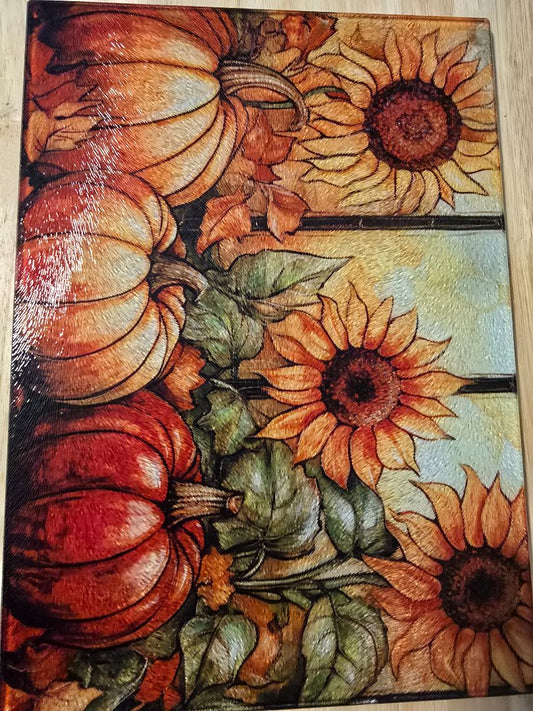 Cutting board Pumpkin/sunflower  cutting board, 11 x 8
