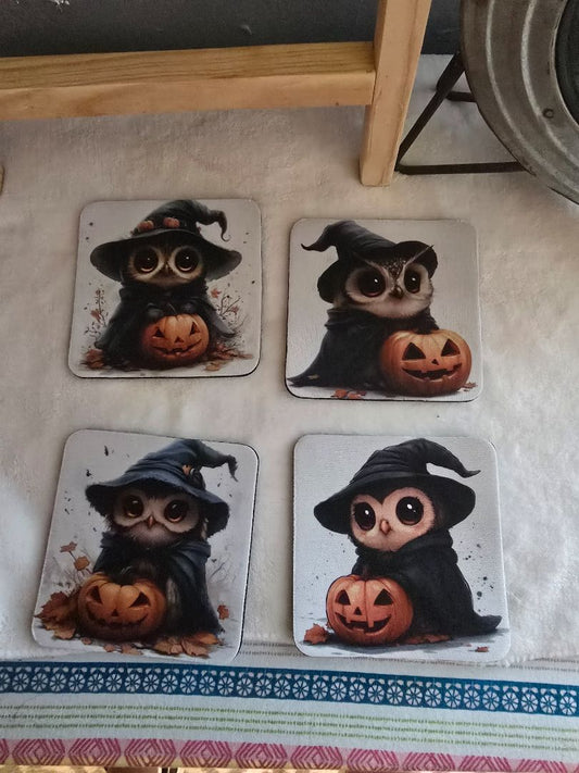 Fall Co Owl Coasters, Set of 4 - 4 Inch Coasters