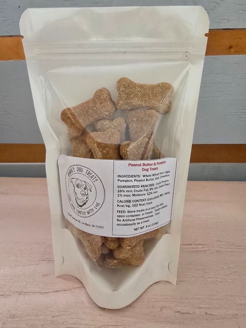 Peanut Butter & Pumpkin  Dog Treats, 4 oz
