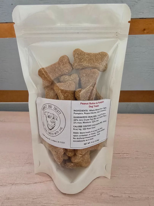Peanut Butter & Pumpkin  Dog Treats, 4 oz