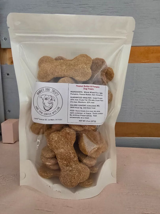 Peanut Butter & Pumpkin  Dog Treats, 8 oz