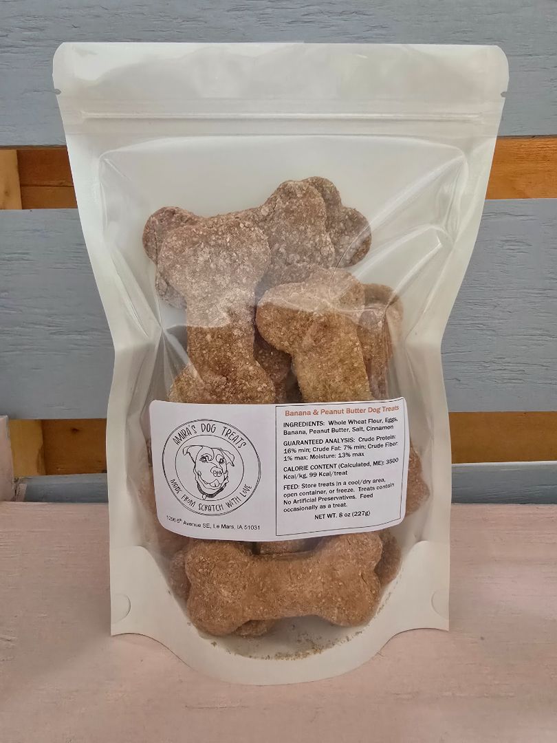 Banana & Peanut Butter  Dog Treats, 8 oz