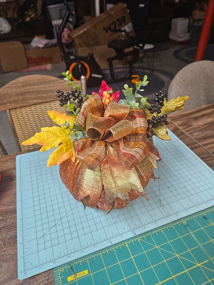 Handmade Pumpkin centerpiece, Jen's Wreaths