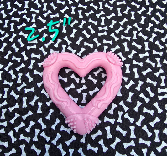Pink  Heart Chew Toy, 2.5"