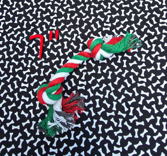Red/Green/White  Rope Toy, 7"