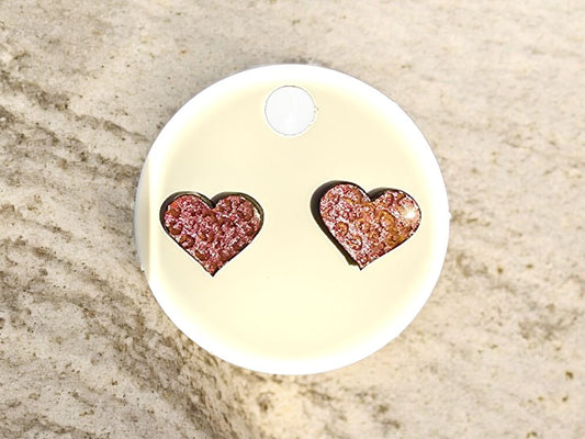 Glitter N Glam 2802 Leopold Heart Pink Stud Earrings