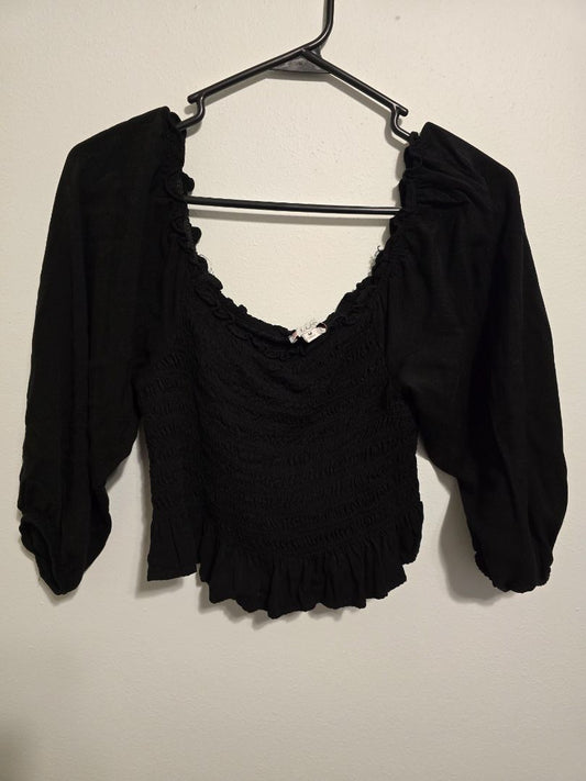 Black L Love Crop Top, Medium