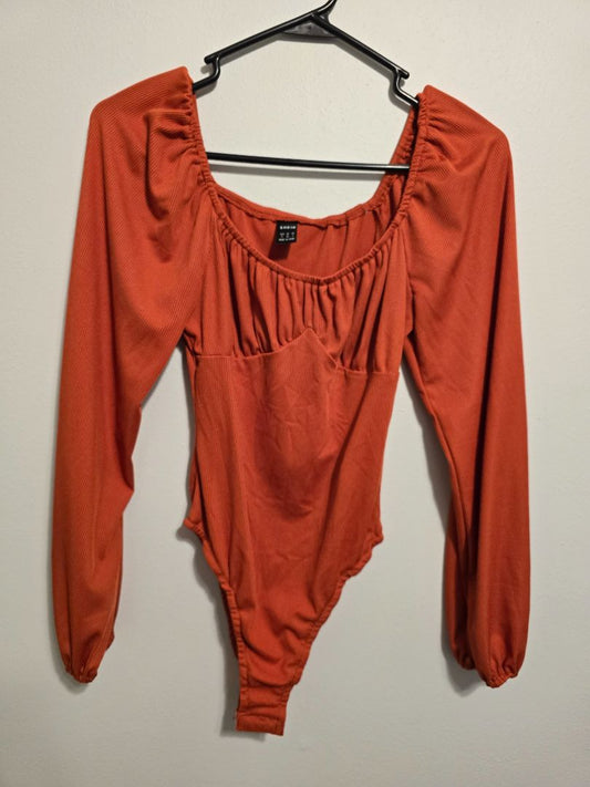 Orange Shein Long Sleeve Bodysuit, Small