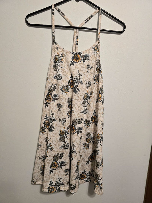 Cream Flowers Wallflower Spaghetti Strap Dress, XSmall