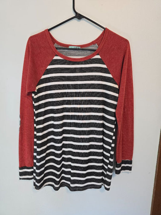 Black/White Stripe P.S. Kate Long Sleeve Top, Medium