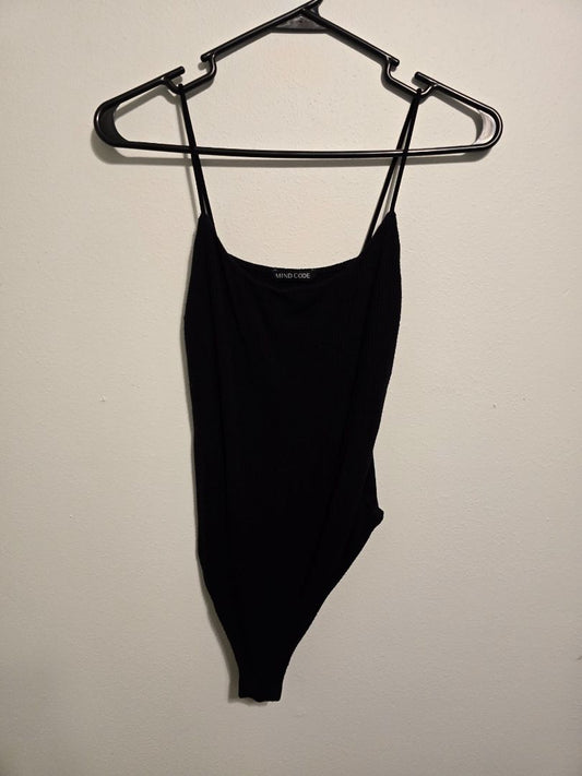 Black Mind Code Spaghetti Strap Bodysuit, Small