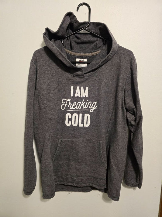 Gray I am Freaking Cold Hoodie, Large