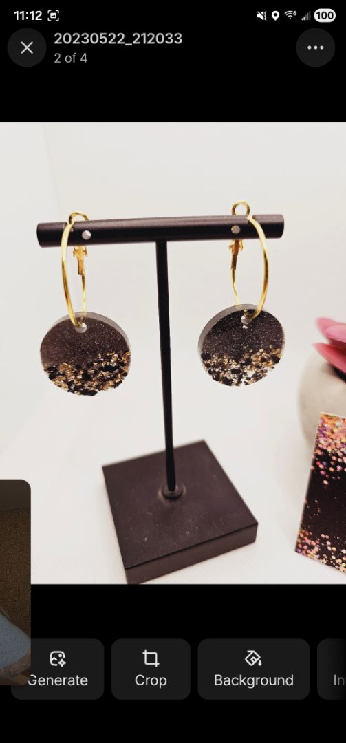 1787 Gold Hoops with Black Resin Discs