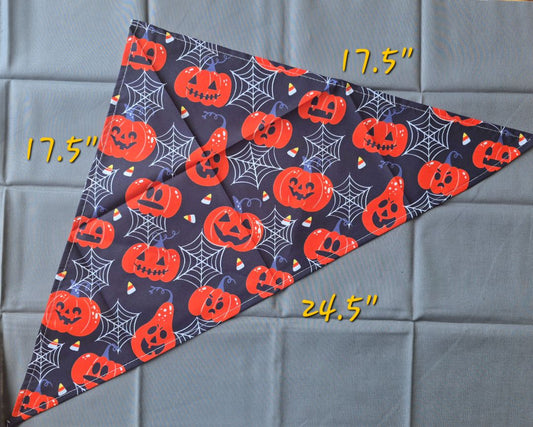 Pumpkin Spider Web  Bandana, One Size