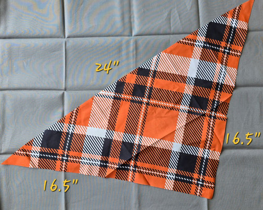 Orange/Black Plaid  Bandana, One Size