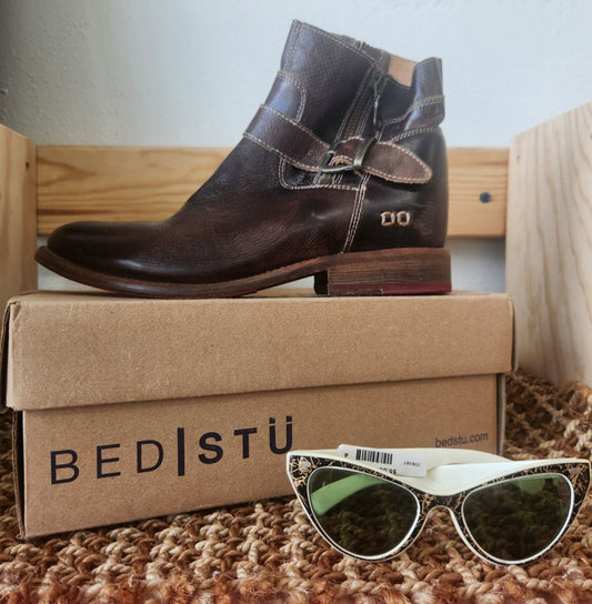 Deep Brown Bed Stu Leather Boots, 9