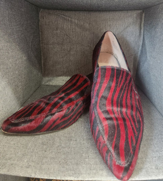 Red w/black zebra design 27 Edit Leather Loafers, 9