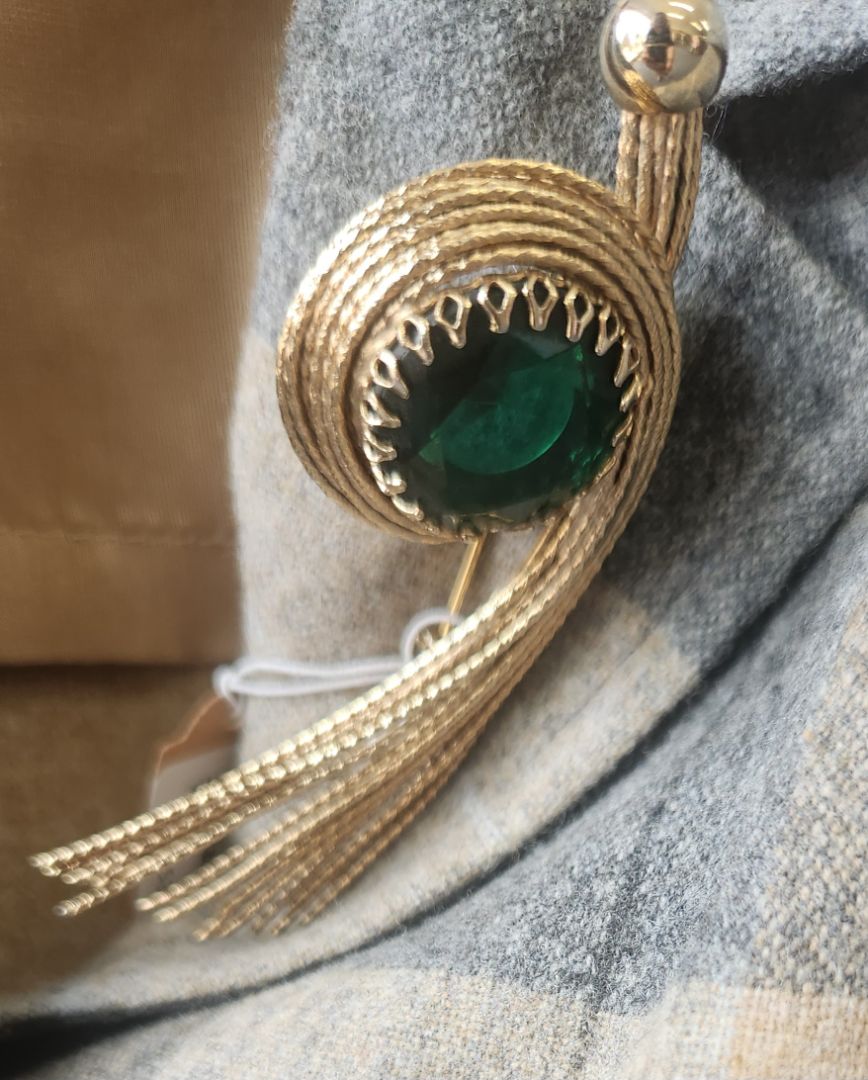 Gold & Green Brooch