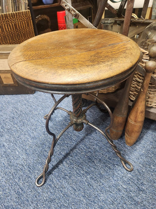 Old Wood & Metal Piano Stool