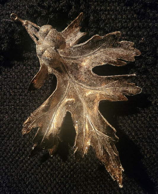 Glittered Leaf w/Acorn Decor