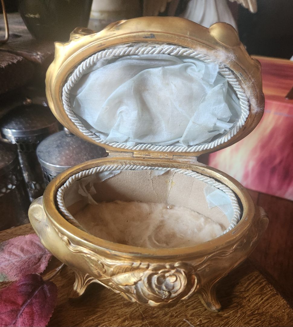 Vintage Gold Casket Jewelry Box