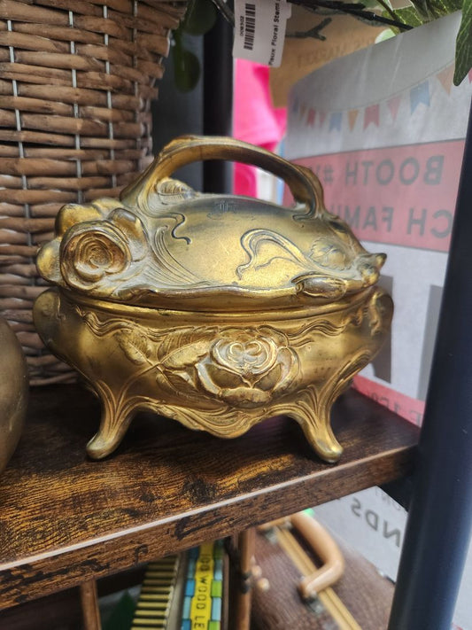 Vintage Gold Casket Jewelry Box