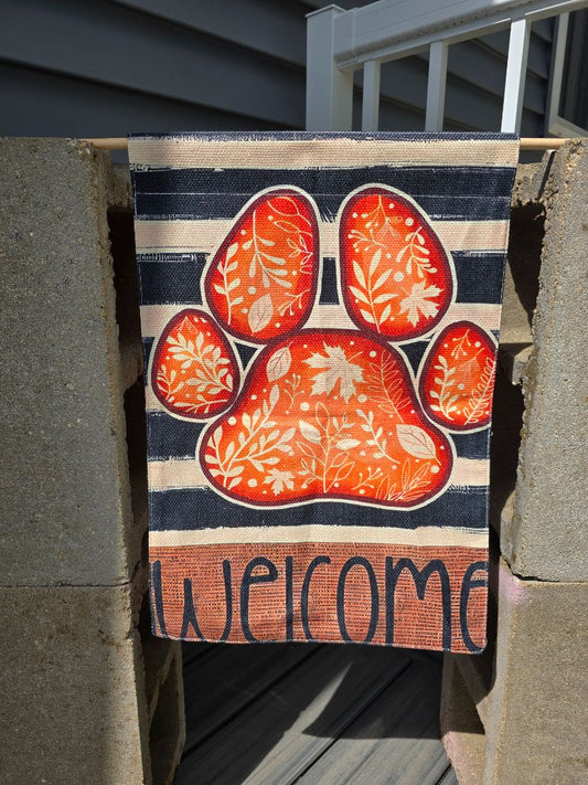 Fall Paw Welcome  Garden Flags, 12" x 18"