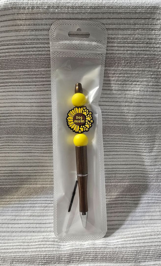Brown/Yellow Dog Mom  Bead Pen