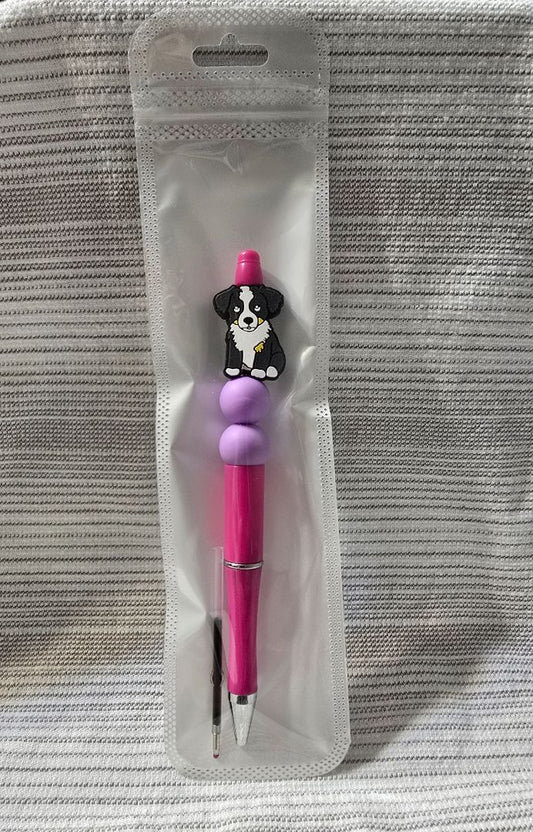 Pink Dog  Bead Pen