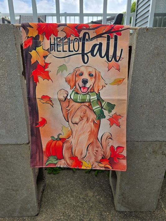 Hello Fall Retriever  Garden Flags, 12" x 18"