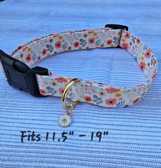 White/Orange Floral  Collar, Large