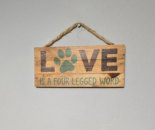 Wood  Love Wood Sign, 4.5" x 10"