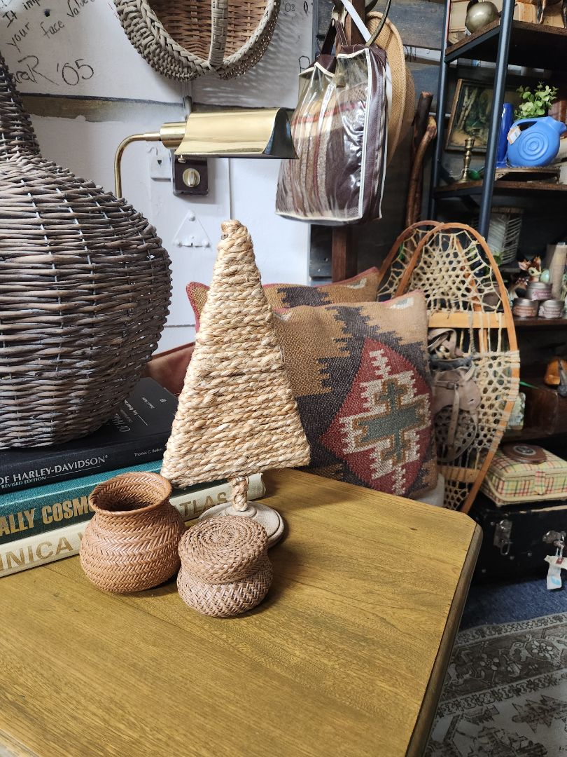 Woven Tree on Wood Base