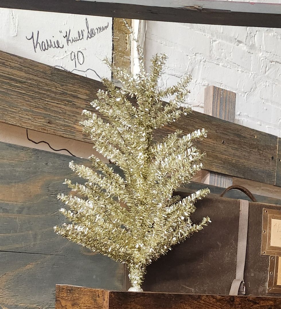 Silver Tinsel Retro Tree - Small