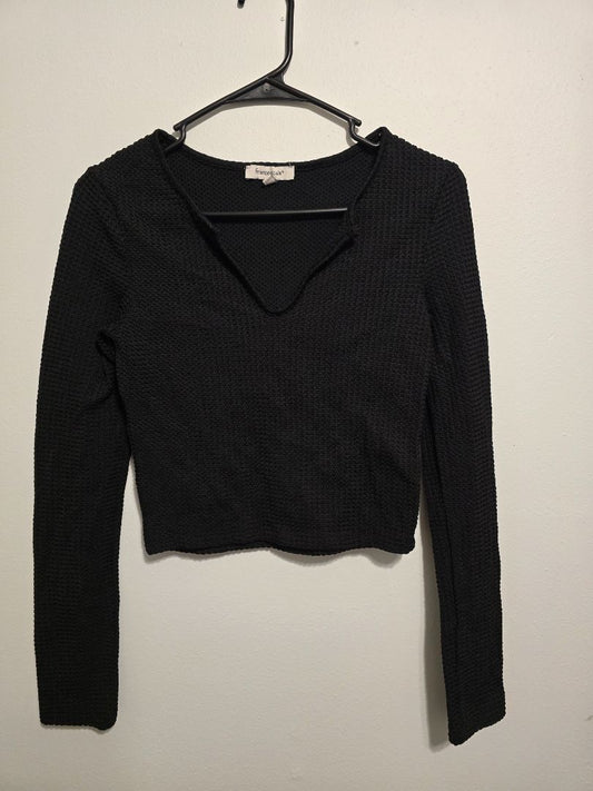 Black Francesca's Textured V-Neck, Small