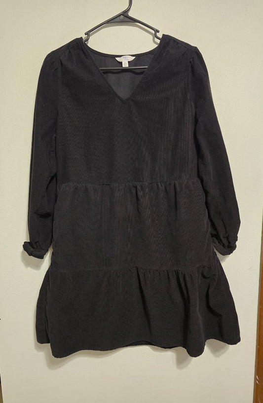 Black Time & Tru Tiered Cord Dress, S
