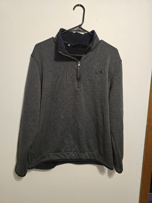 Black Under Armour Mens 1/4 Zip Sweater Fleece, Large