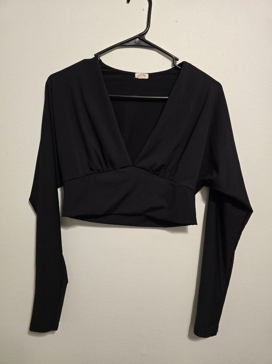 Black Garage Deep V-Neck Crop, Small