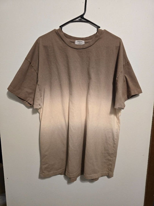 Brown/Beige Zenana Oversized Ombre TShirt, Small