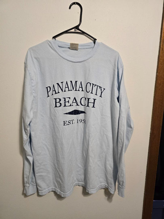 Light Blue Comfort Colors Men's Long Sleeve Tee, Large