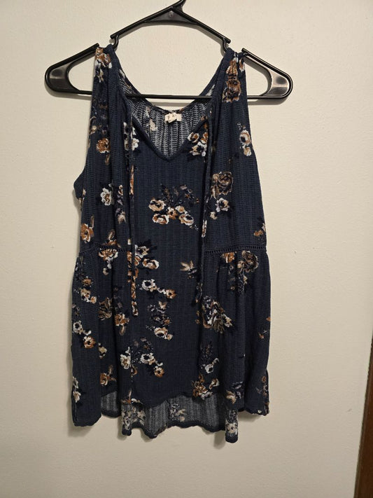 Navy Floral Maurices Sleeveless Top, Small