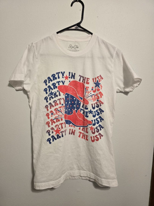 White Rus Tee Clothing Party USA Tshirt, Small