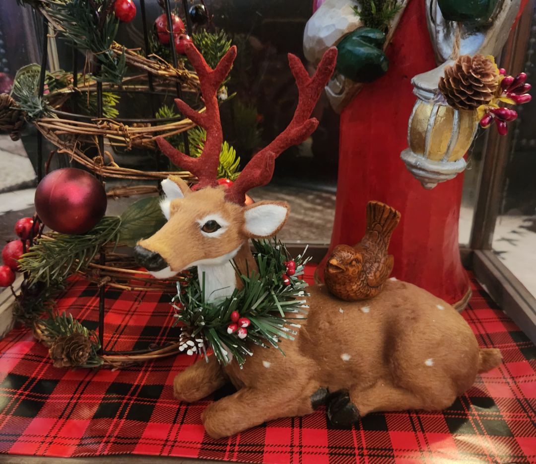 Flocked Deer Figure