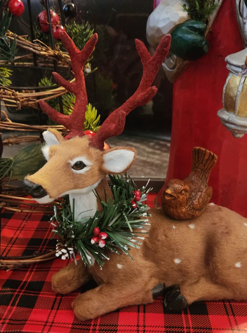 Flocked Deer Figure