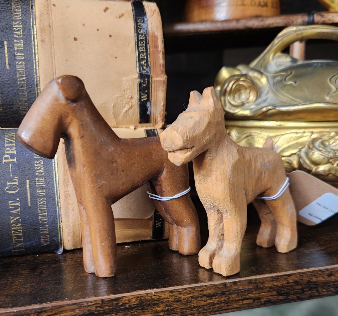 Vintage Hand Carved Wood Dog Figure
