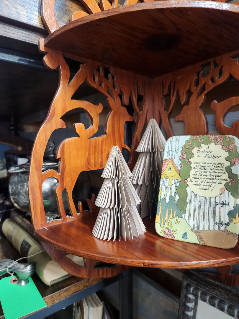 Art Deco Wood Shelf w/Deer