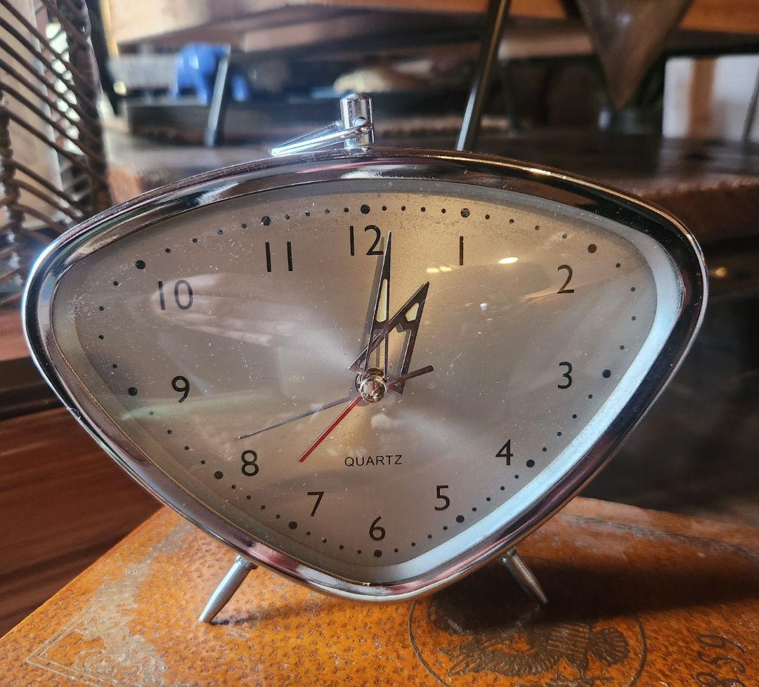 MCM Vintage Look Silver Tone Clock