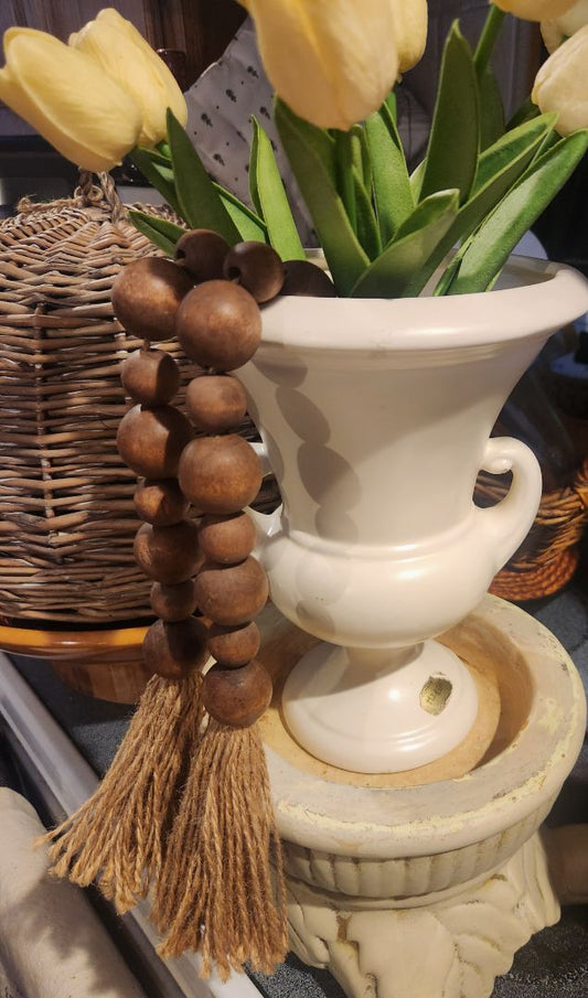 Wood Beaded Garland w/Tassels