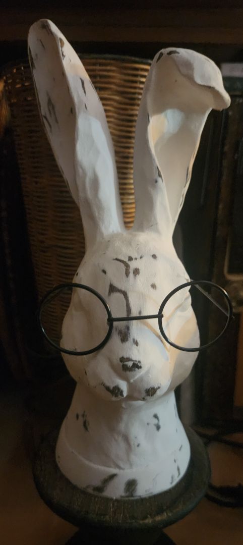 Distressed Rabbit w/Reading Glasses